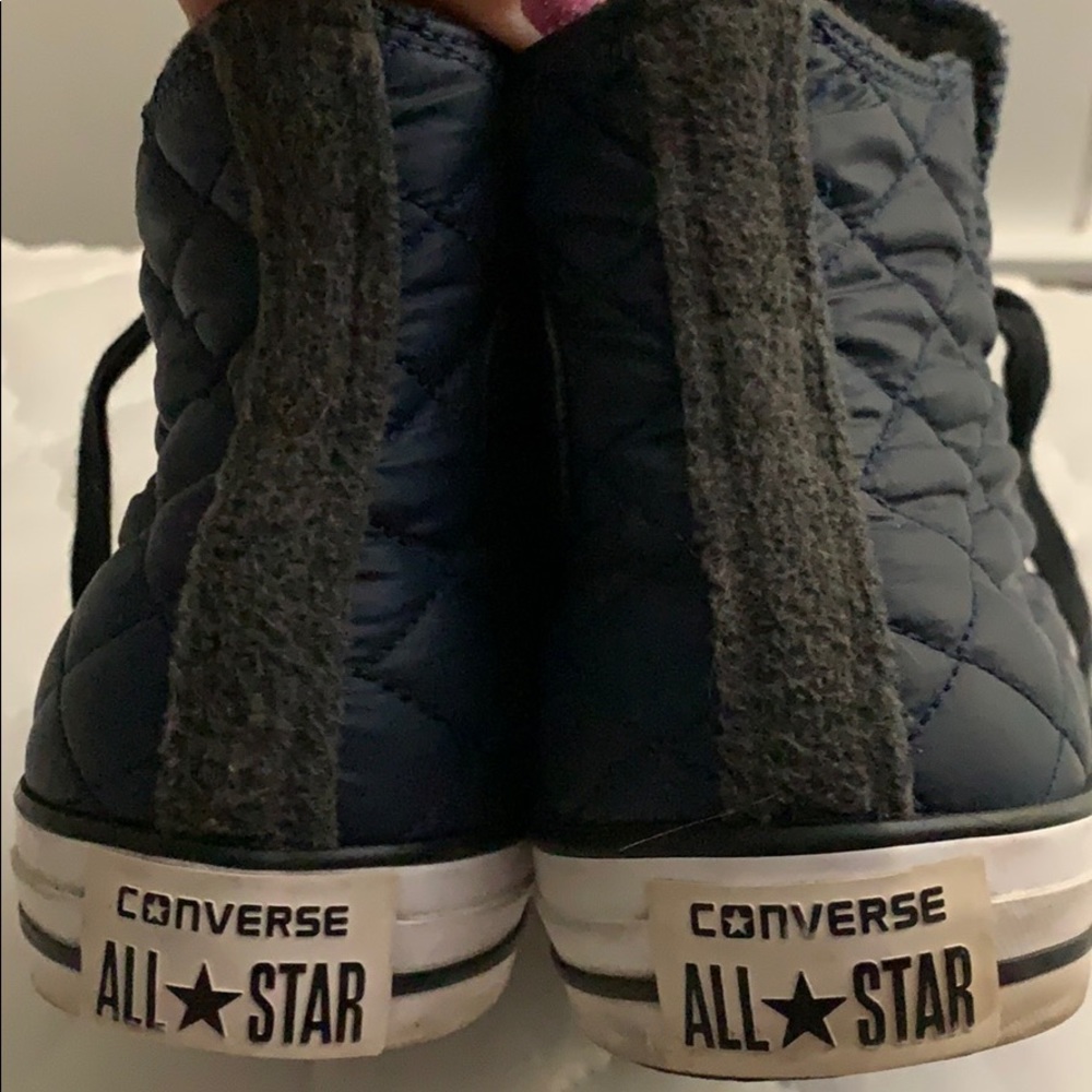 Converse quilted navy high tops fall winter puffer lace up casual street wear - Picture 2 of 7